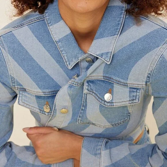 NA-KD Organic Swirl Detail Denim Jacket - Picture 4 of 4